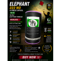 35/36. ELEPHANT 222 NO 4 Piece Spool 15ply 