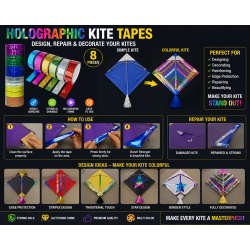 8 pieces holographic glittering Kite Tapes