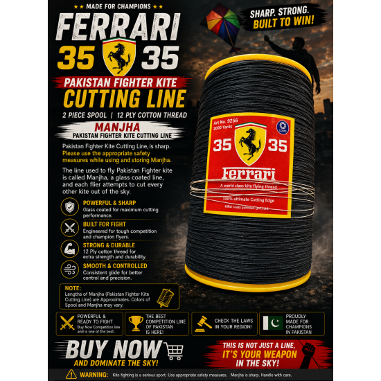 35 FERRARI 35  2 Piece Spool  12ply cotton thread